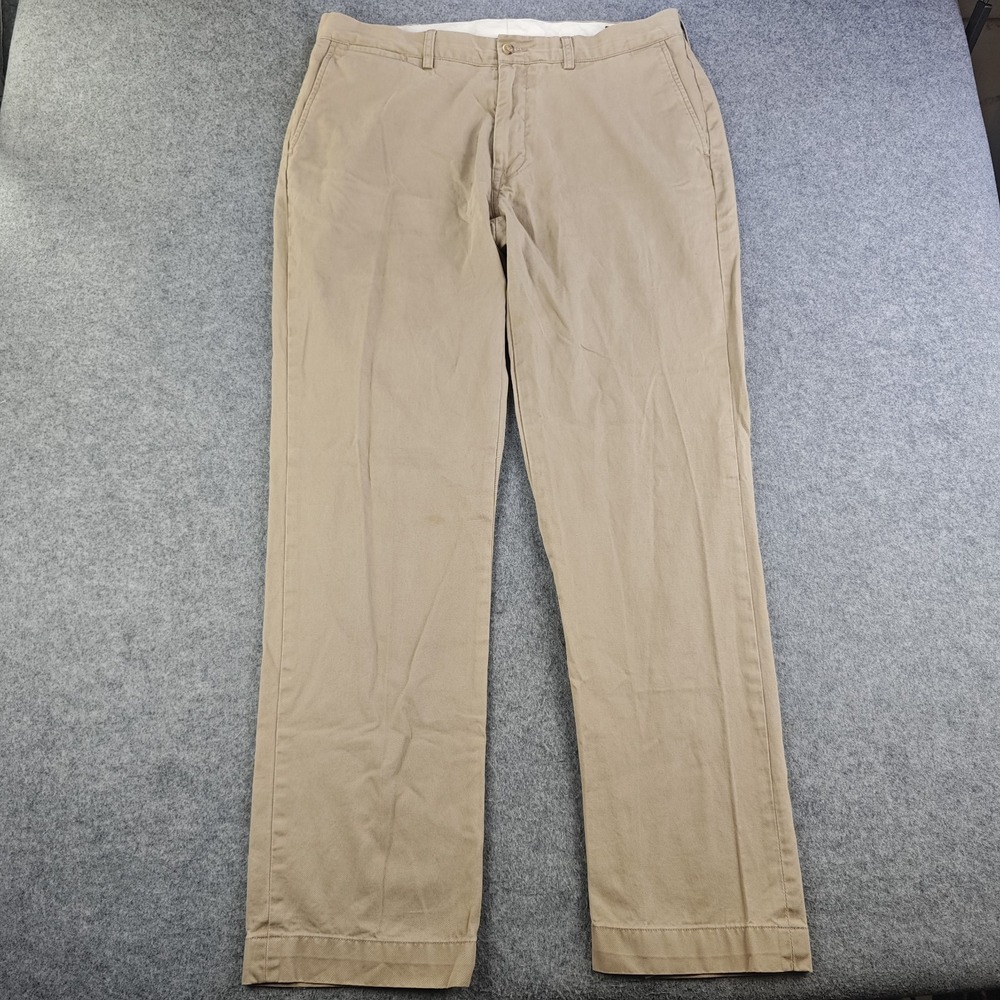 Polo Ralph Lauren Chino Pants Mens 36x34 Beige Flat Front 100% Cotton Straight